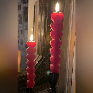 New in box Bella Lux battery operated heart candles. Real wax. Hot pink